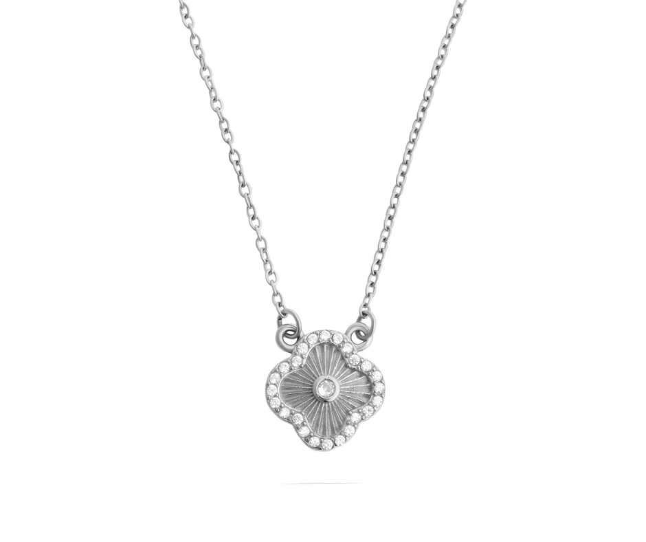 LUX Floral Motif Necklace with Stone