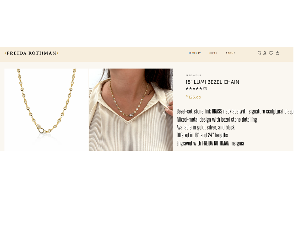 Freida Rothman 18" Lumi Bezel Chain Black/Gold