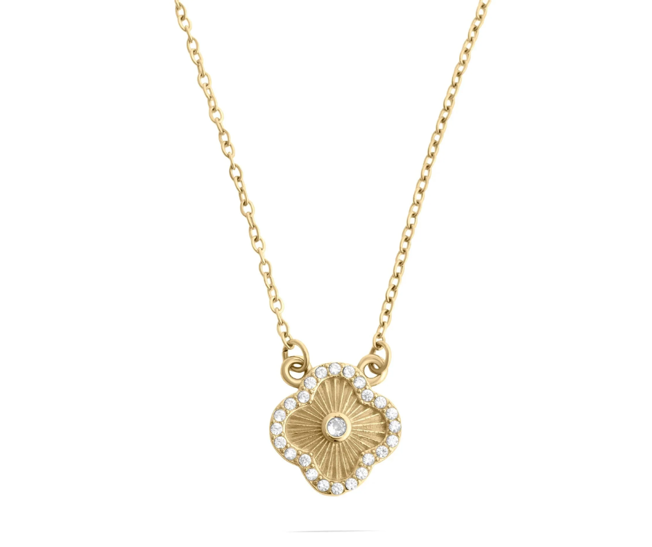 LUX Floral Motif Necklace with Stone