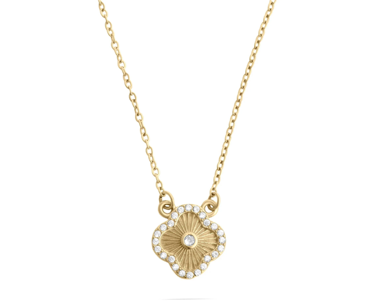 LUX Floral Motif Necklace with Stone
