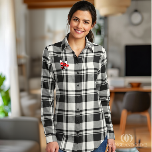 Port Authority Plaid Flannel Shirt WOMENS - Pop Warner Cheer Fundraiser