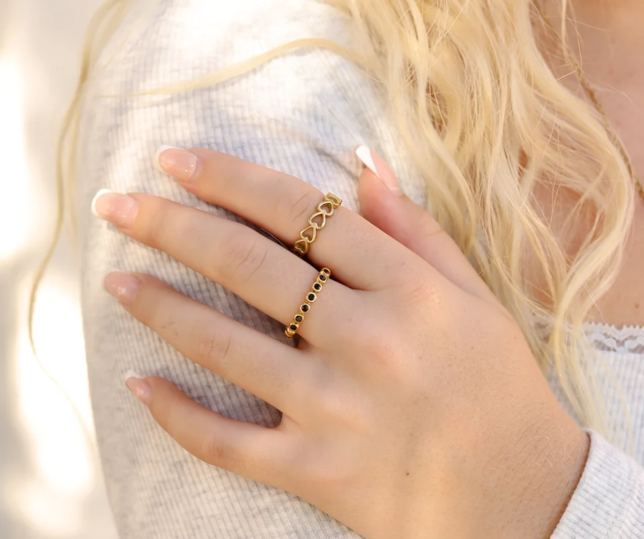 LUX Beaded CZ Stacking Ring