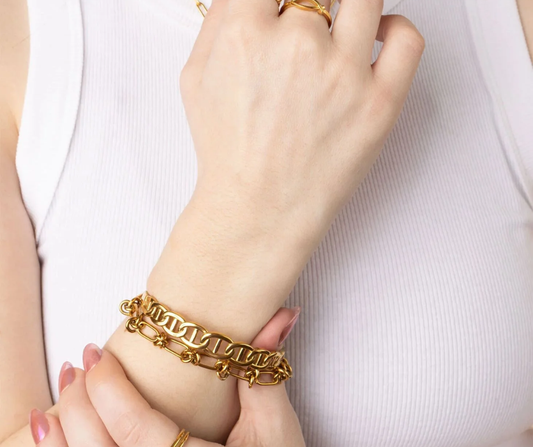 LUX Oval Chain Bangle Bracelet