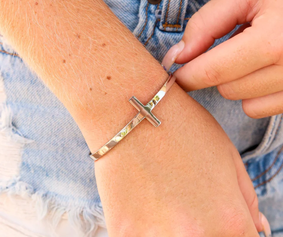 LUX Philippians 4:13 Cross Cuff Bracelet