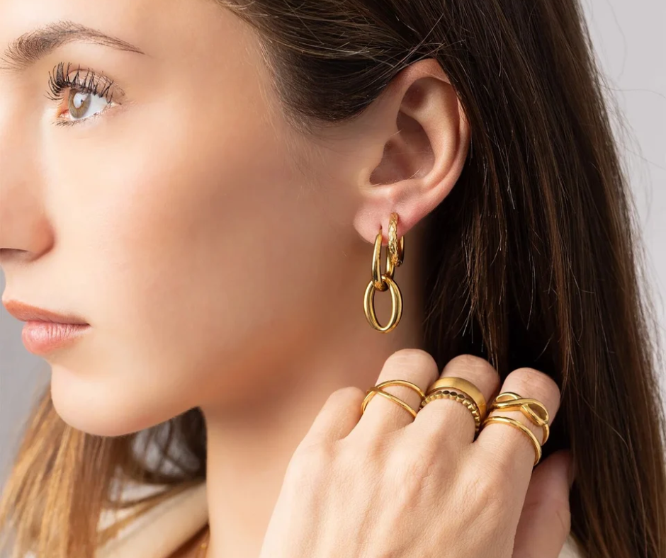 LUX Double Hoop Dangle Earrings