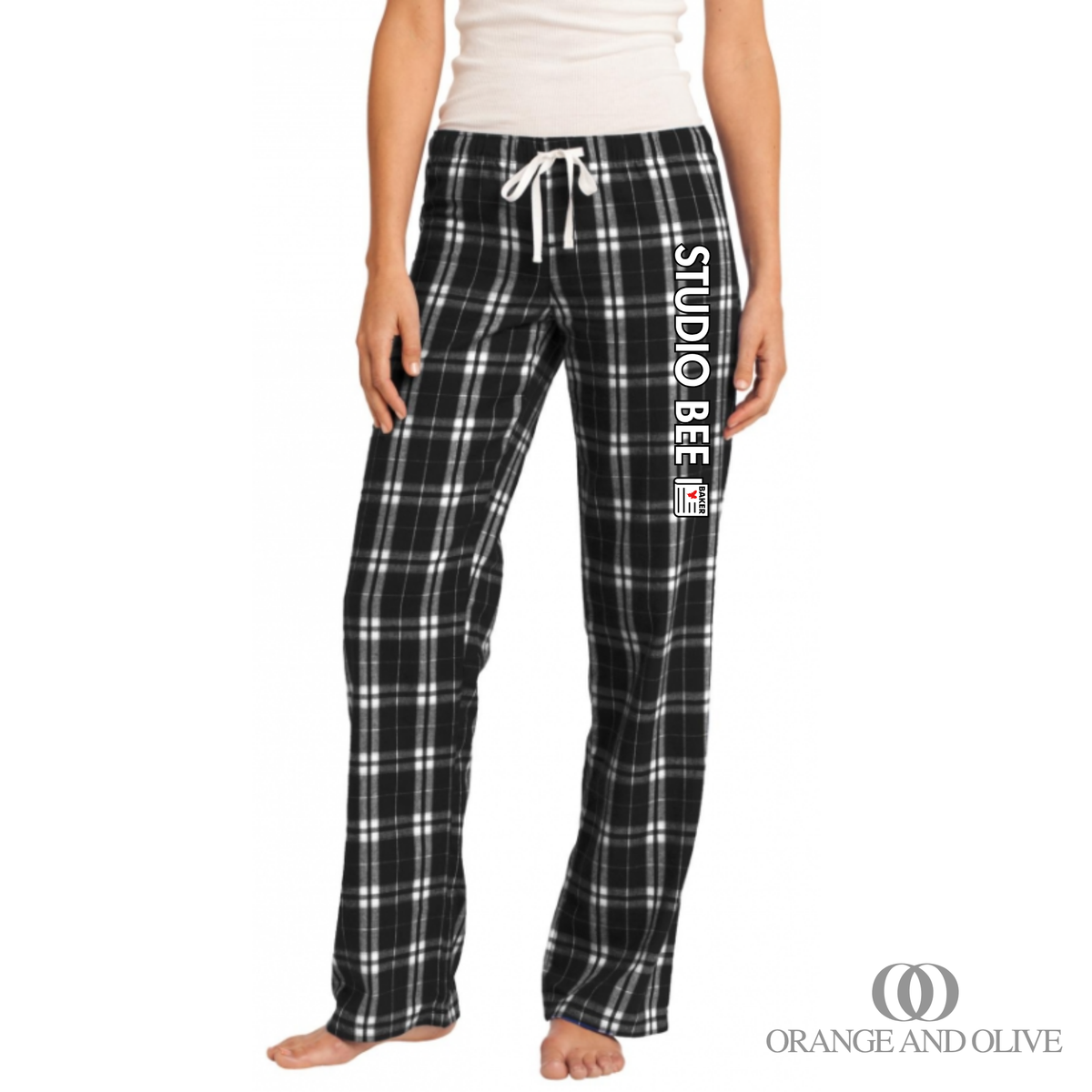 STUDIO BEE NEWSPAPER LOGO Flannel Pants ADULT WOMENS - Baker News
