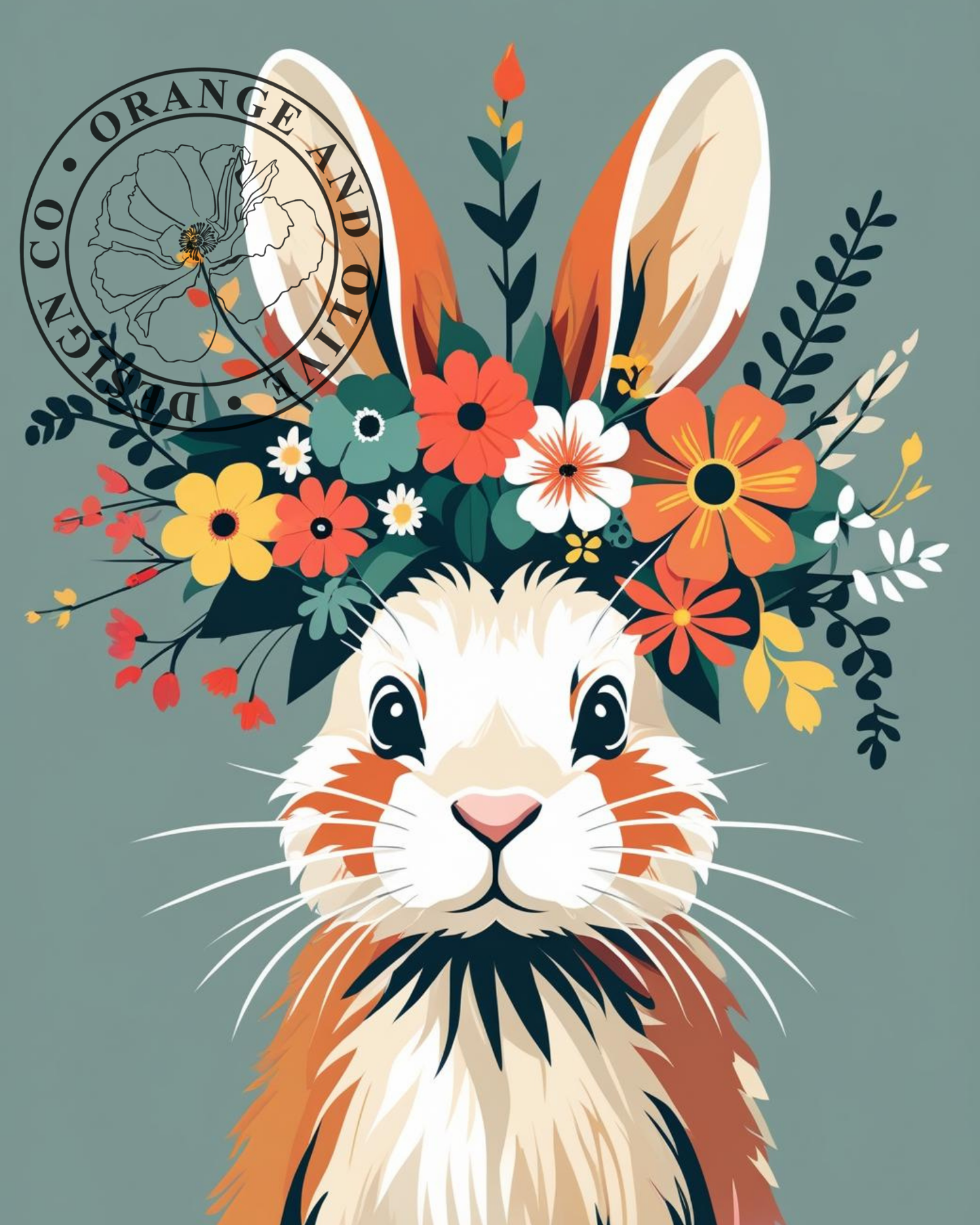 Bunny Floral Crown PNG Digital Download