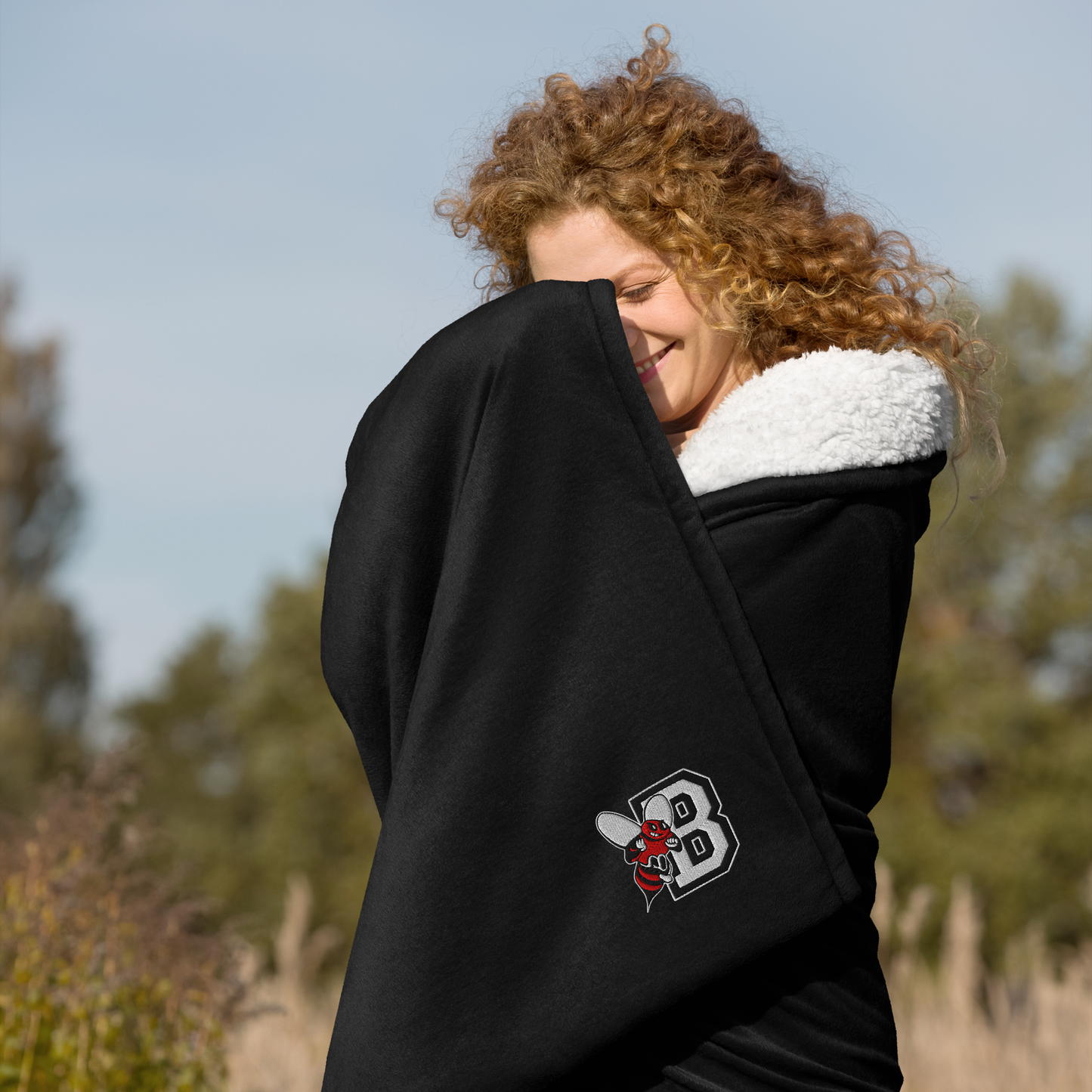 Bville Bee Embroidered Sherpa Blanket (Bville Soccer Fundraiser)