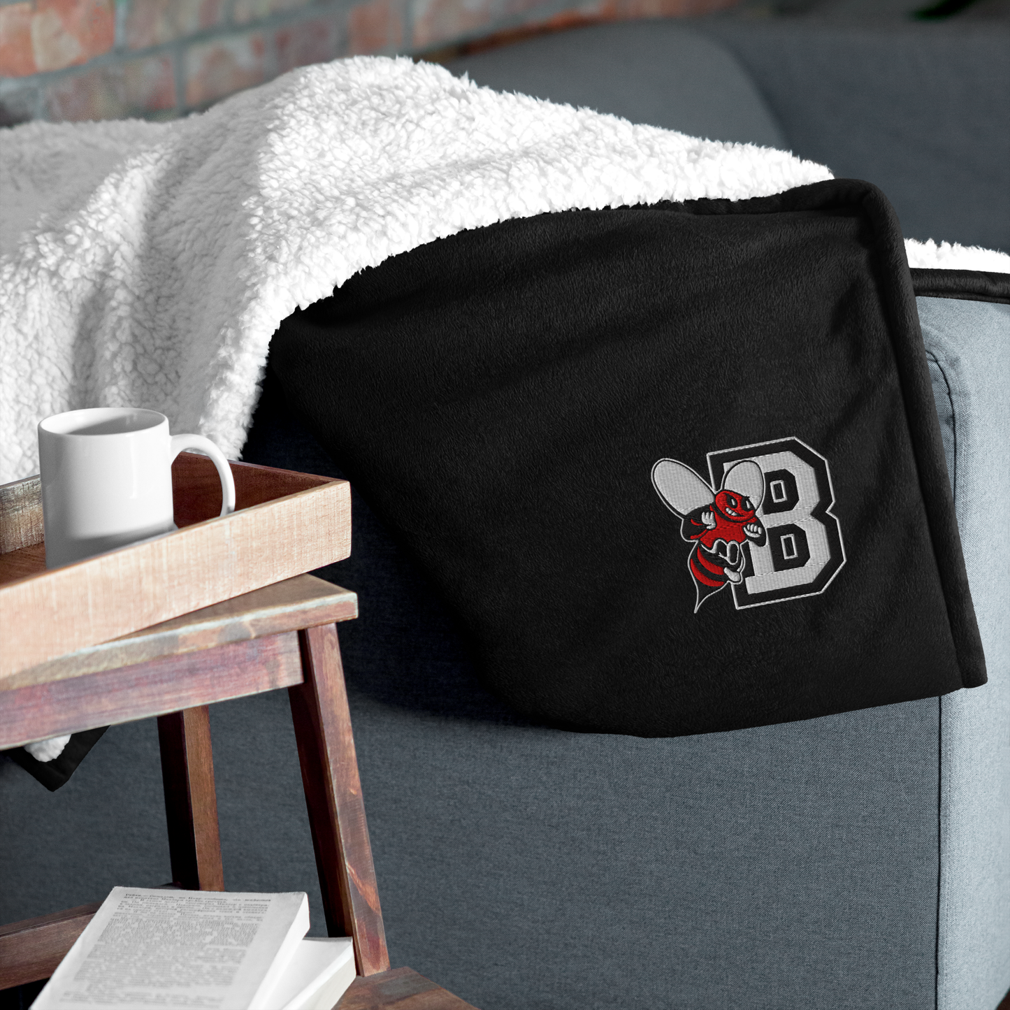 Bville Bee Embroidered Sherpa Blanket (Bville Soccer Fundraiser)
