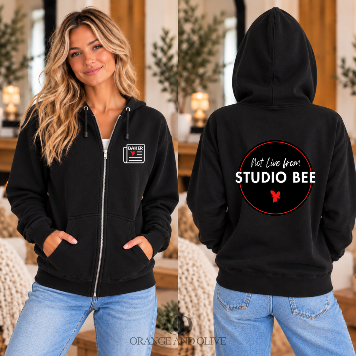 LOGO Full Zip Hoodie Bella + Canvas ADULT - Baker News