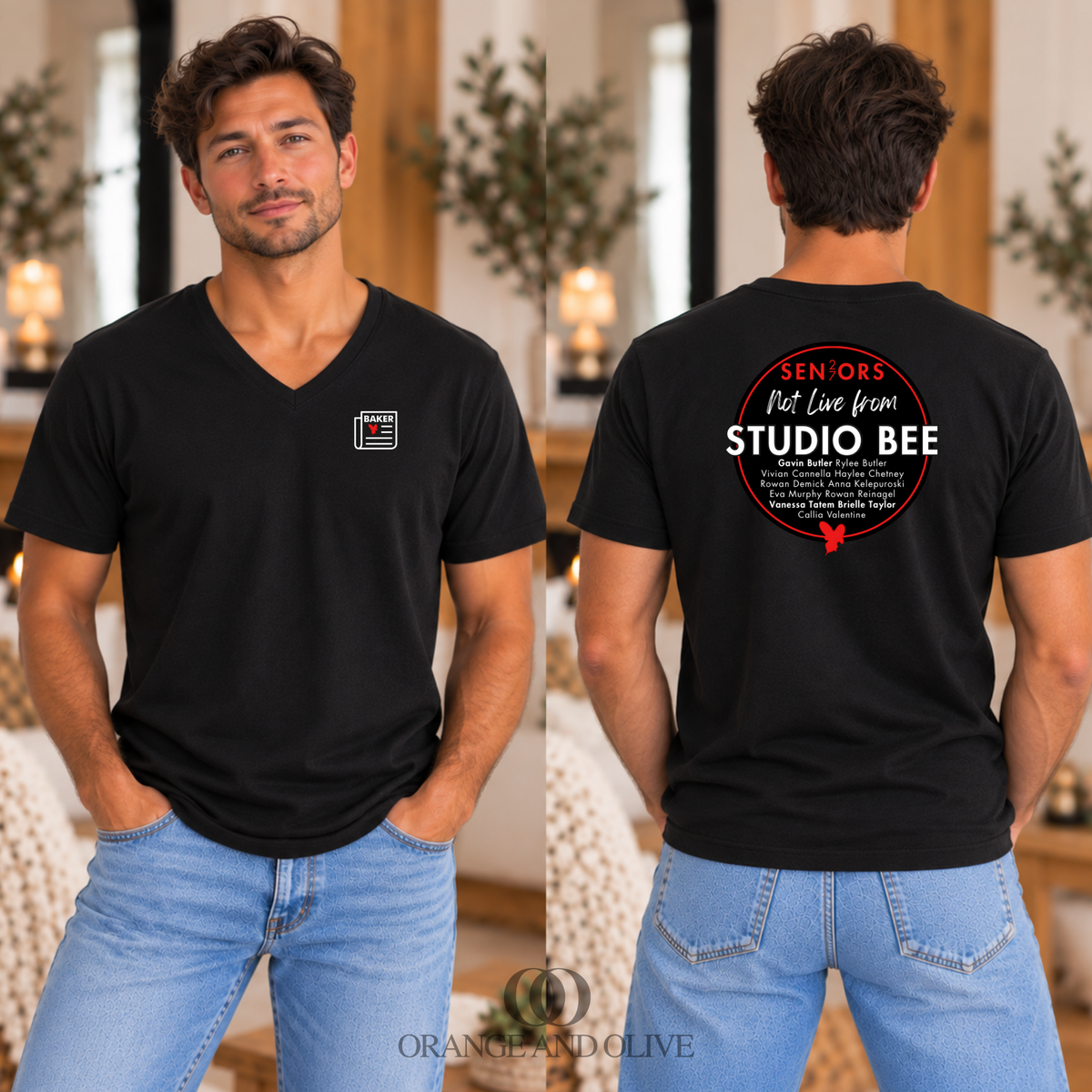 SENIORS '27 V-Neck Tee Bella + Canvas ADULT - Baker News