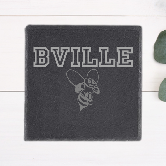 Slate Coaster Engraved Bville Bee (Ray PTA Fundraiser)