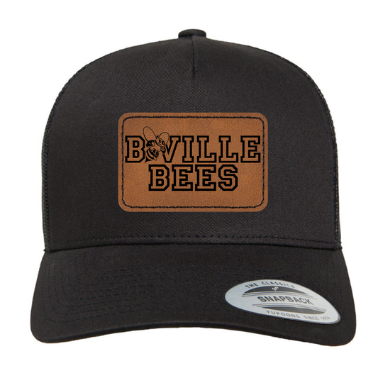 Trucker Hat w/ Leather Patch Bville Bee (Ray PTA Fundraiser)