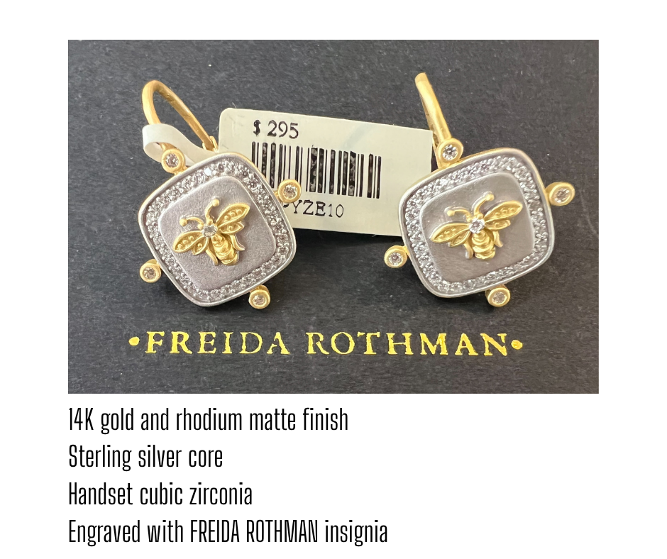 Freida Rothman Wings of Hope Bee Earrings
