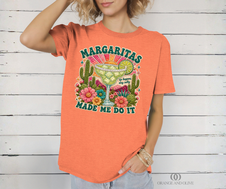 Margaritas Made Me Do It Quilted Tee PRE ORDER (review description for details)