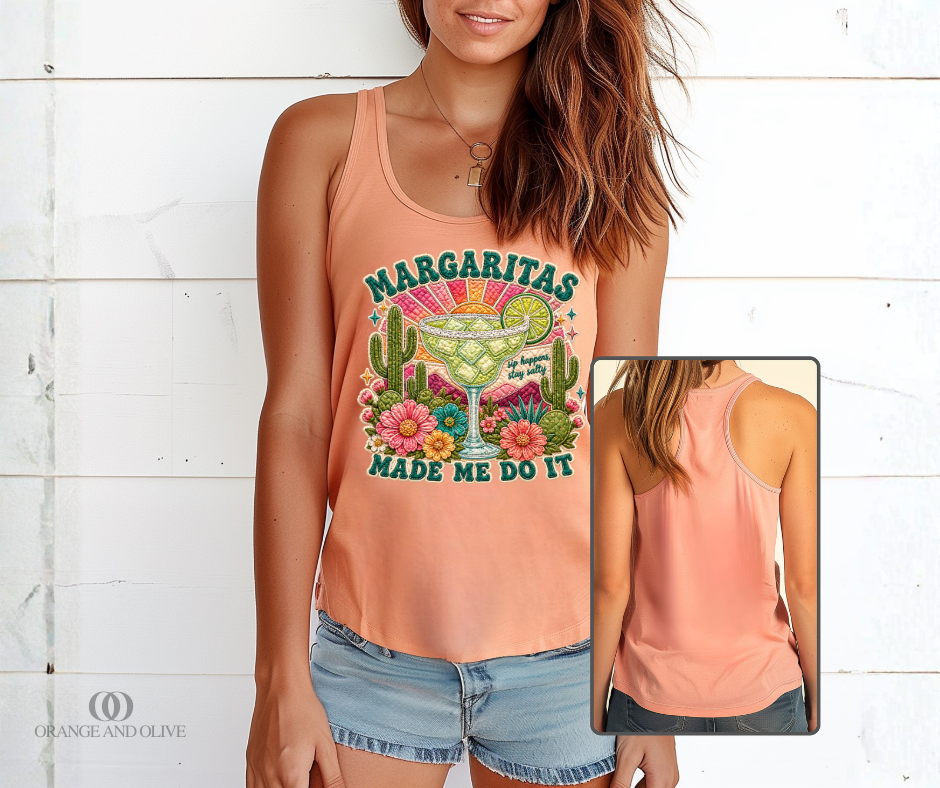 Margaritas Made Me Do It Quilted Tank Top PRE ORDER (review description for details)