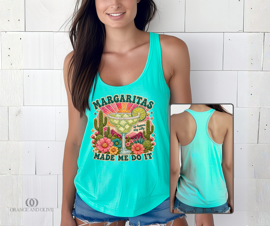 Margaritas Made Me Do It Quilted Tank Top PRE ORDER (review description for details)