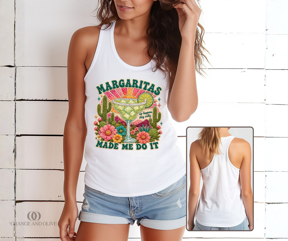 Margaritas Made Me Do It Quilted Tank Top PRE ORDER (review description for details)