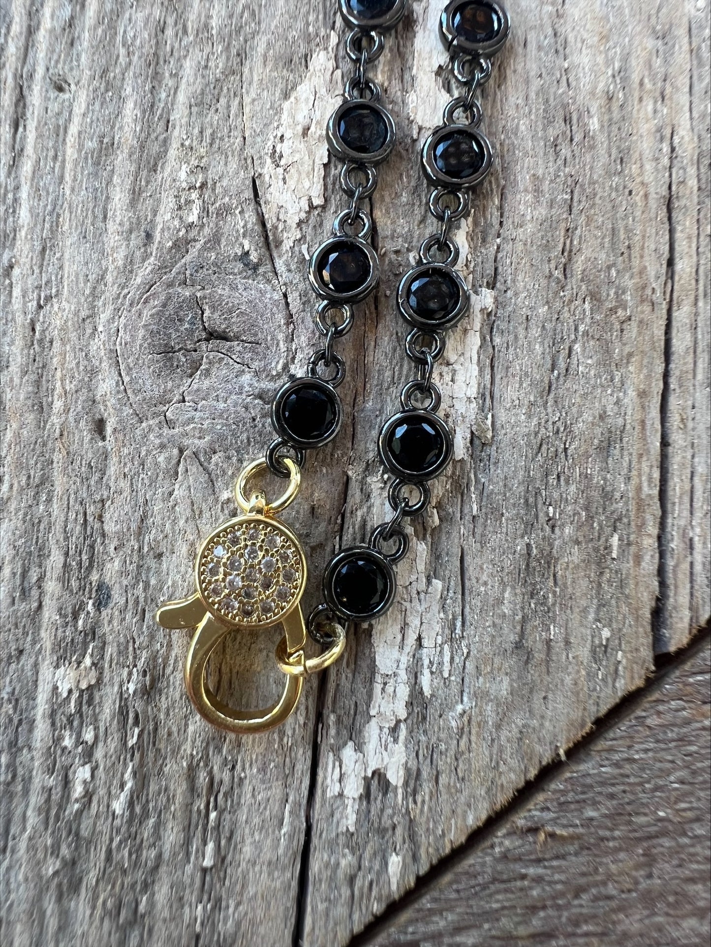 Freida Rothman 18" Lumi Bezel Chain Black/Gold