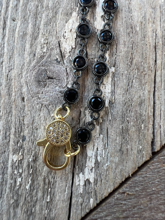 Freida Rothman 18" Lumi Bezel Chain Black/Gold