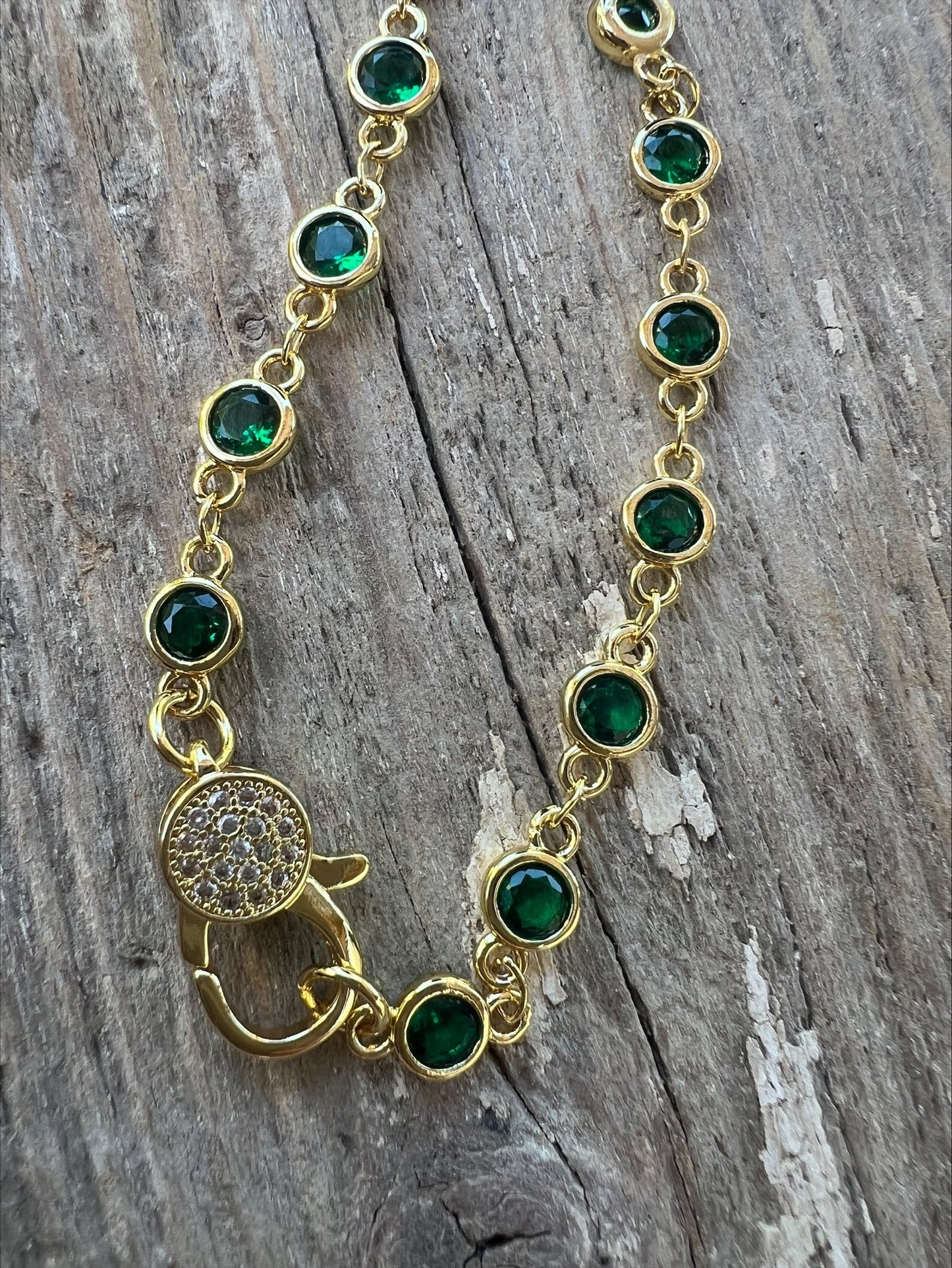 Freida Rothman 18" Lumi Bezel Chain Green/Gold