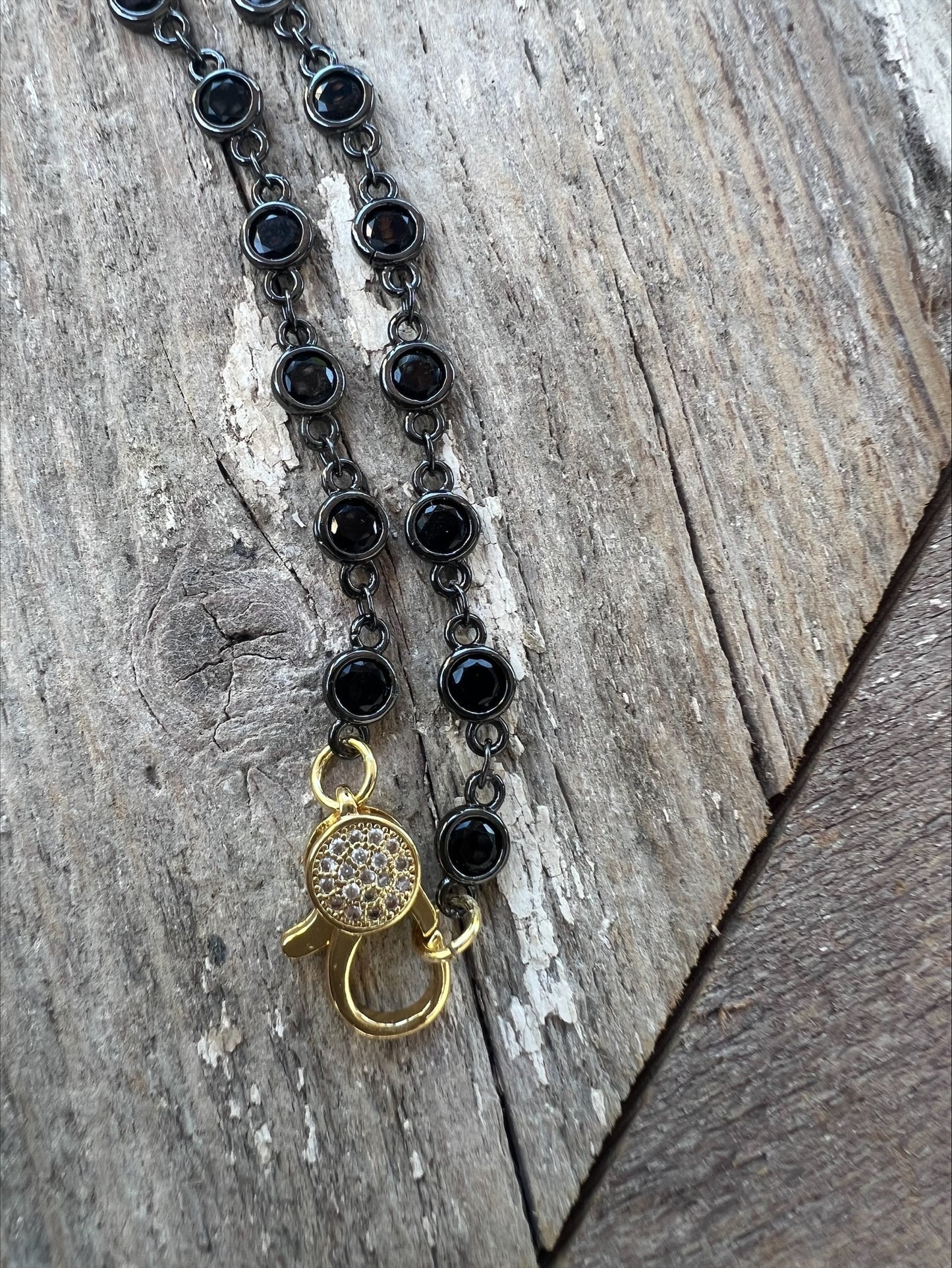 Freida Rothman 18" Lumi Bezel Chain Black/Gold