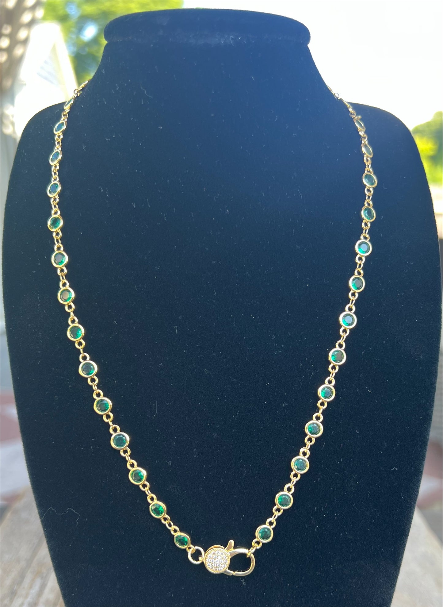 Freida Rothman 18" Lumi Bezel Chain Green/Gold