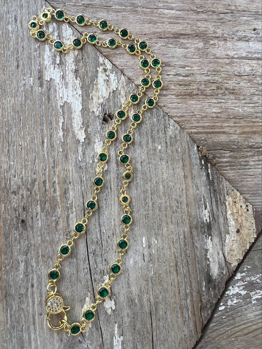 Freida Rothman 18" Lumi Bezel Chain Green/Gold